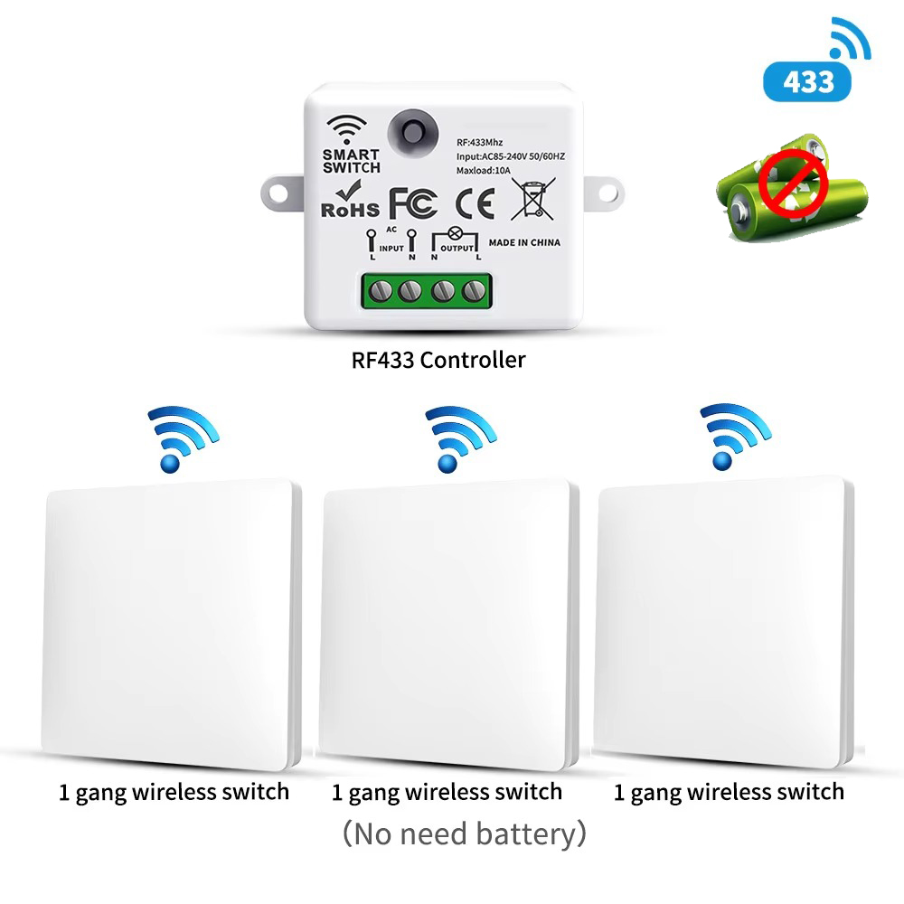 Power Bank Wireless - Interruttore Luce Wireless RF433 Autoalimentato, Energia